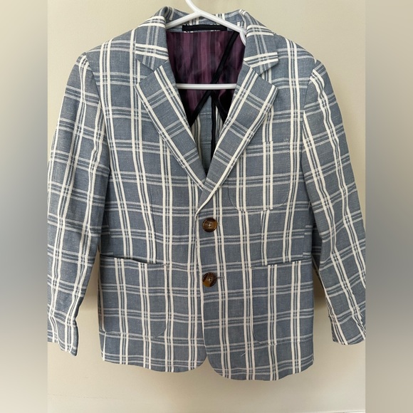 Perfect light blue with white stripes boys blazer size 5 (like new) - Picture 1 of 4